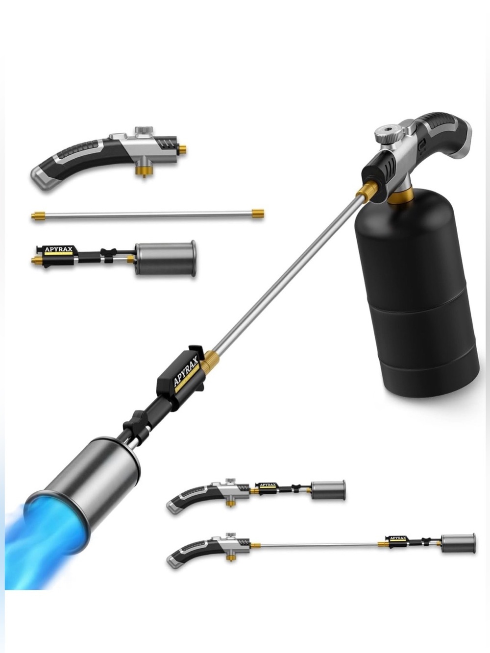 Black & Silver Portable Gas Torch Blowtorch with Long Nozzle